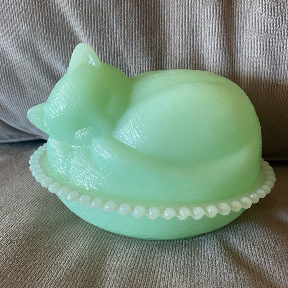 🛑SOLD🛑🏷️cat candy dish beaded edge textured adorable decorative